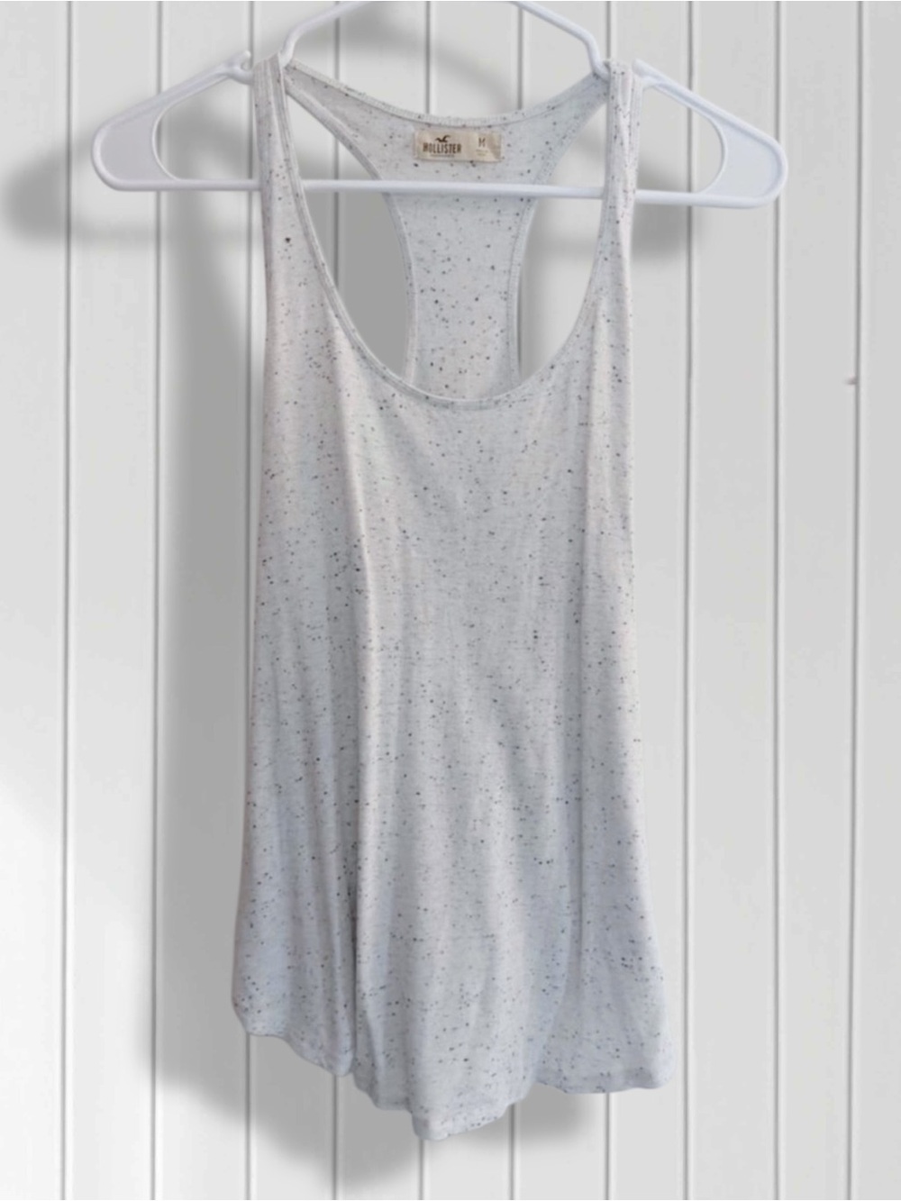 Hollister White Speckled Racerback Tank